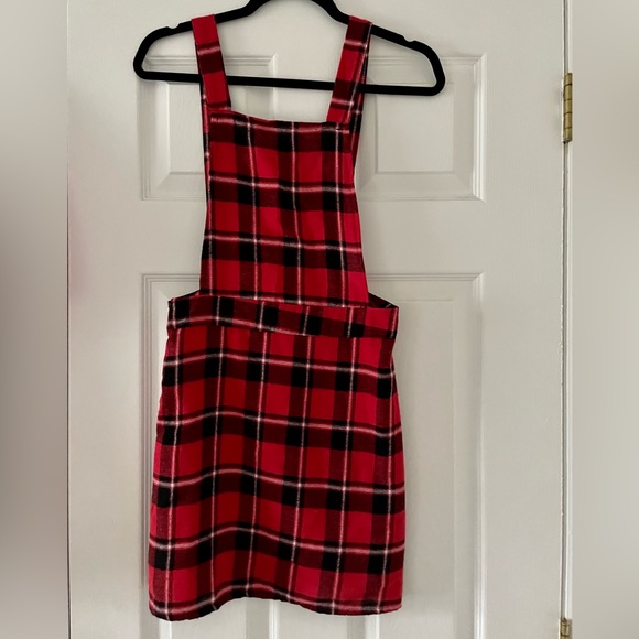 SHEIN Dresses & Skirts - 2 for $10 🔥 Red Plaid Jumper Dress 🍎